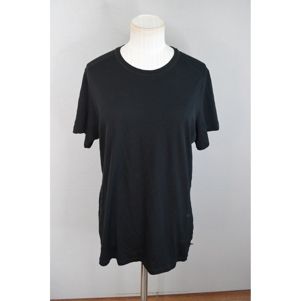 REI Co-op T-Shirt XL Black 100% Merino Wool Base Layer Women Hiking FLAWS